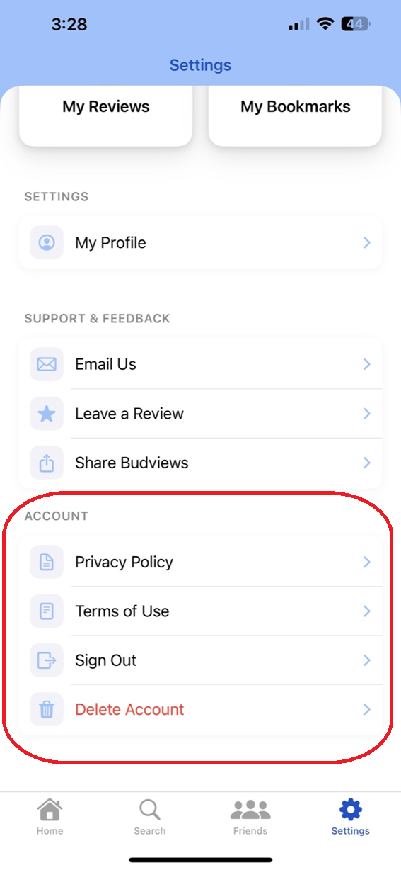 Placeholder screenshot: account section